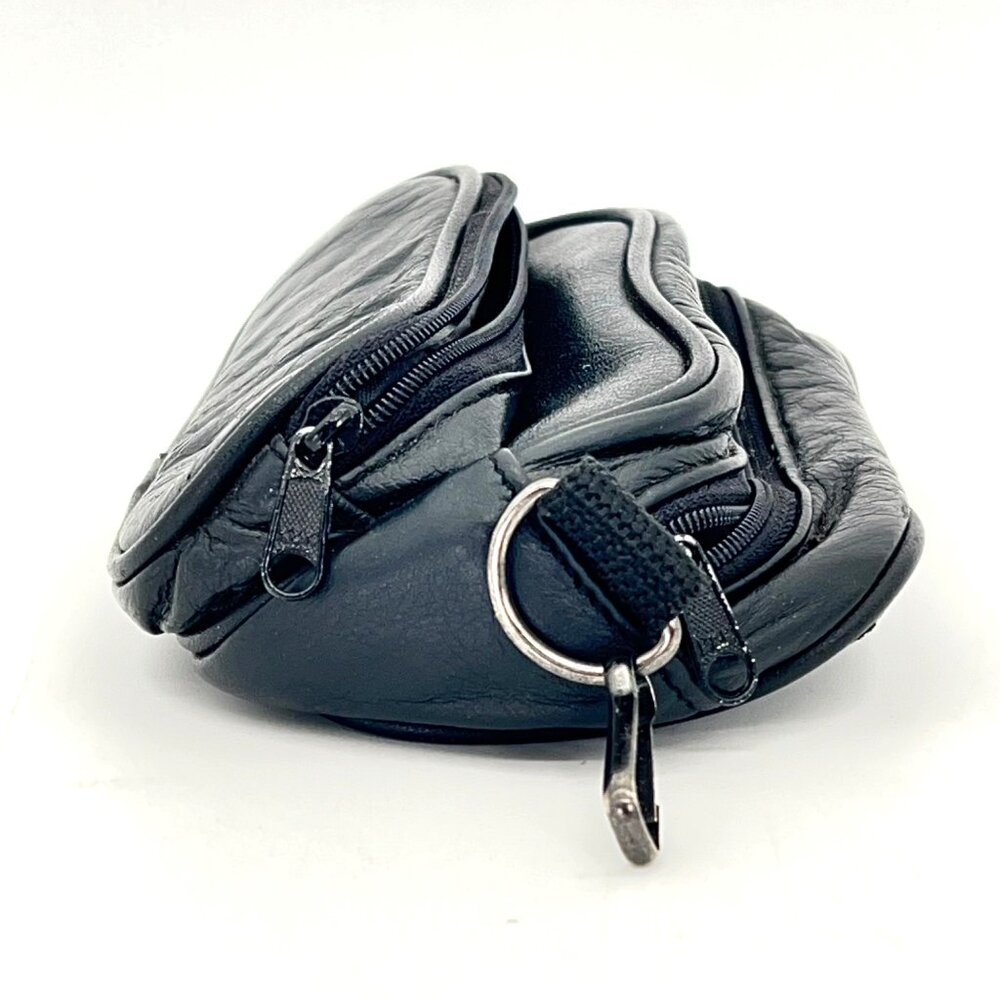 Vintage Ryka Black Leather Two Compartment Camera Lens Bag Zipper Metal Hardware - Picture 3 of 8